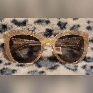 Kate Spade Labrenda Gold Glitter Sunglasses NWT
